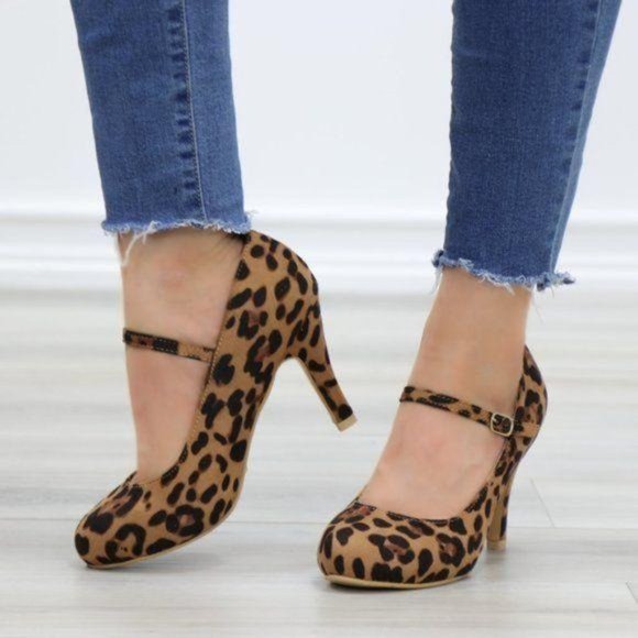 Shoes - Leopard Suede Low Heel Rockabilly Pumps
